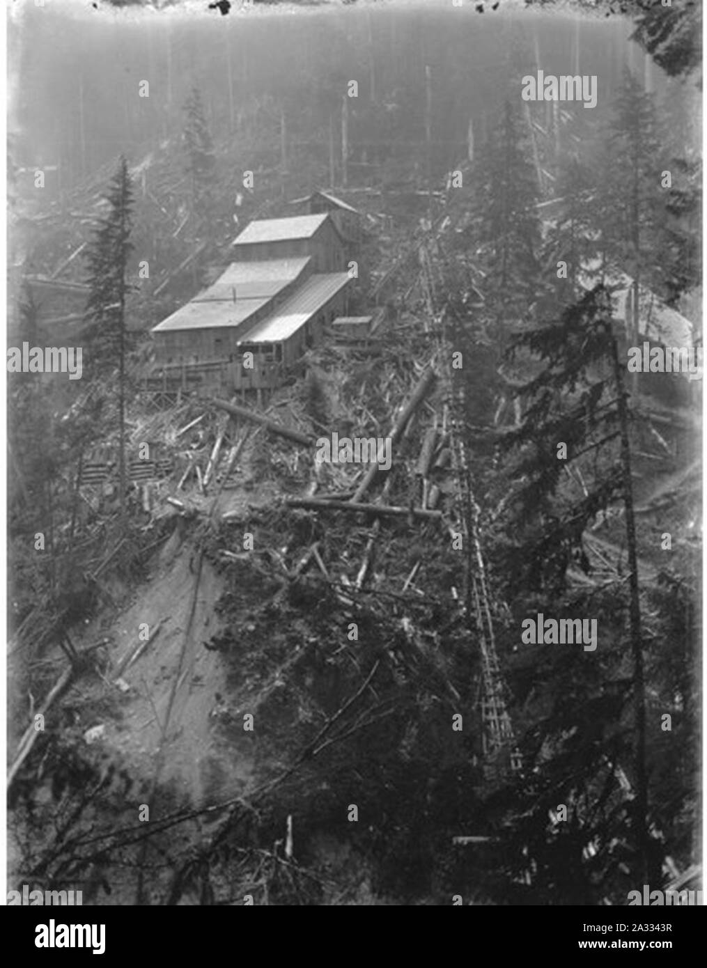 Excelsior Gold Mining Company mine and mill near Bellingham Washington 1902 (KIEHL 57). Stock Photo