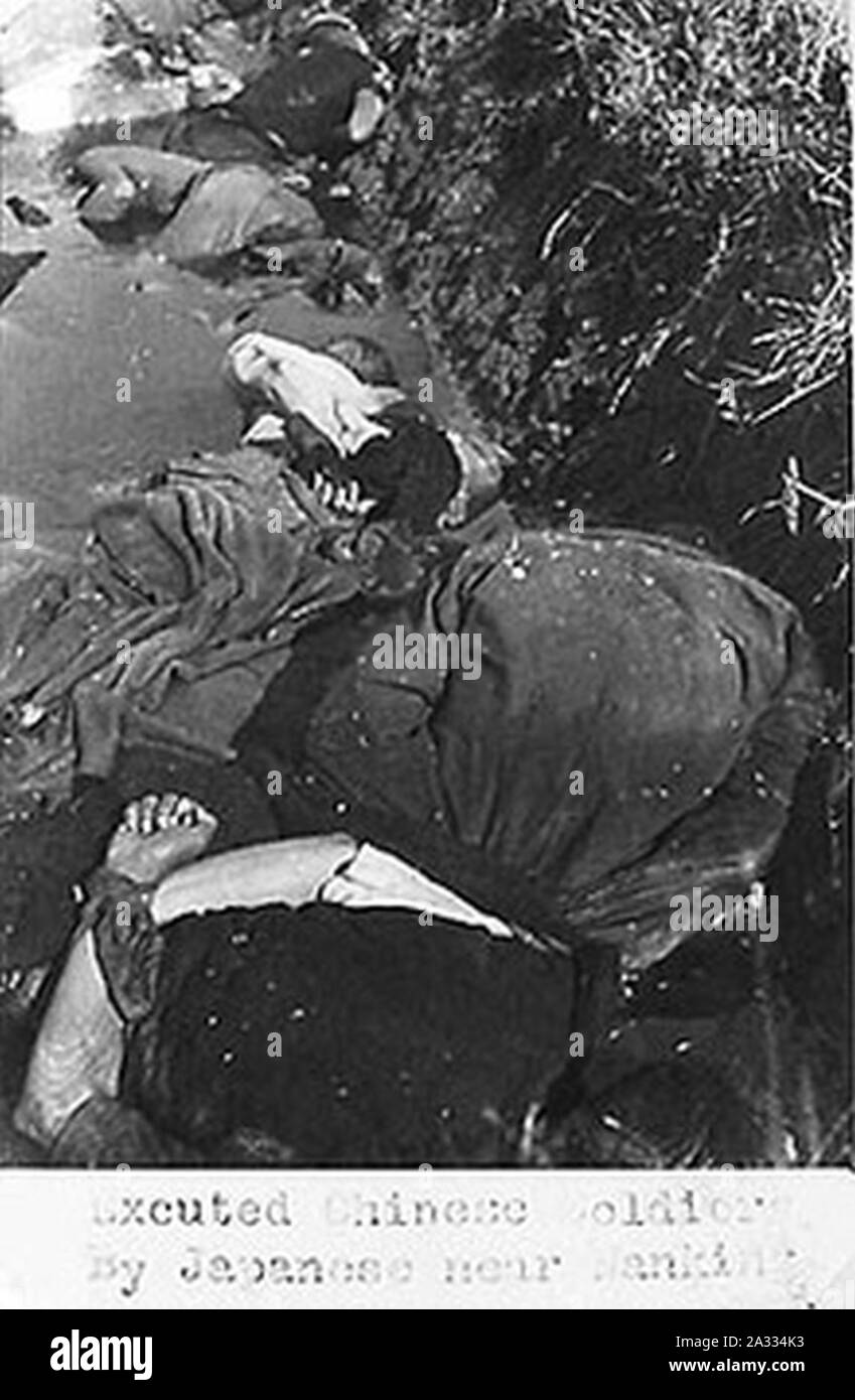 Executed Chinese soldiers by Japanese near Nanjing Nanjing Massacre. Stock Photo