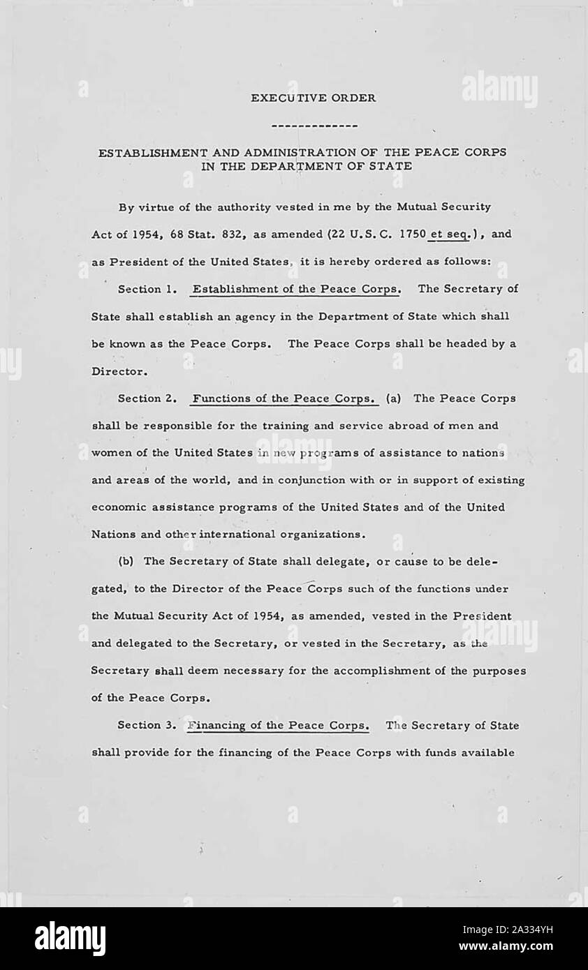 Executive Order 10924 Stock Photo Alamy