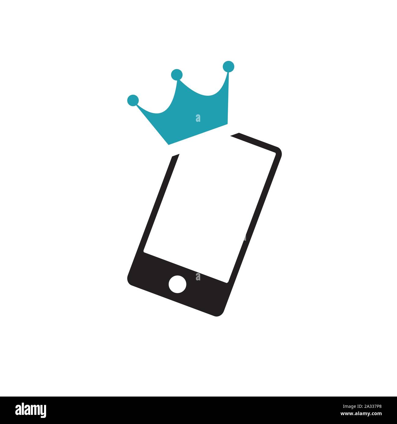 king of smartphone mobile phone logo vector icon design templat Stock Vector