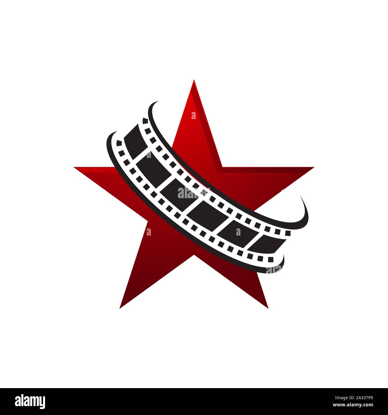 cinematic roll films and star logo vector icon concept illustration design element Stock Vector