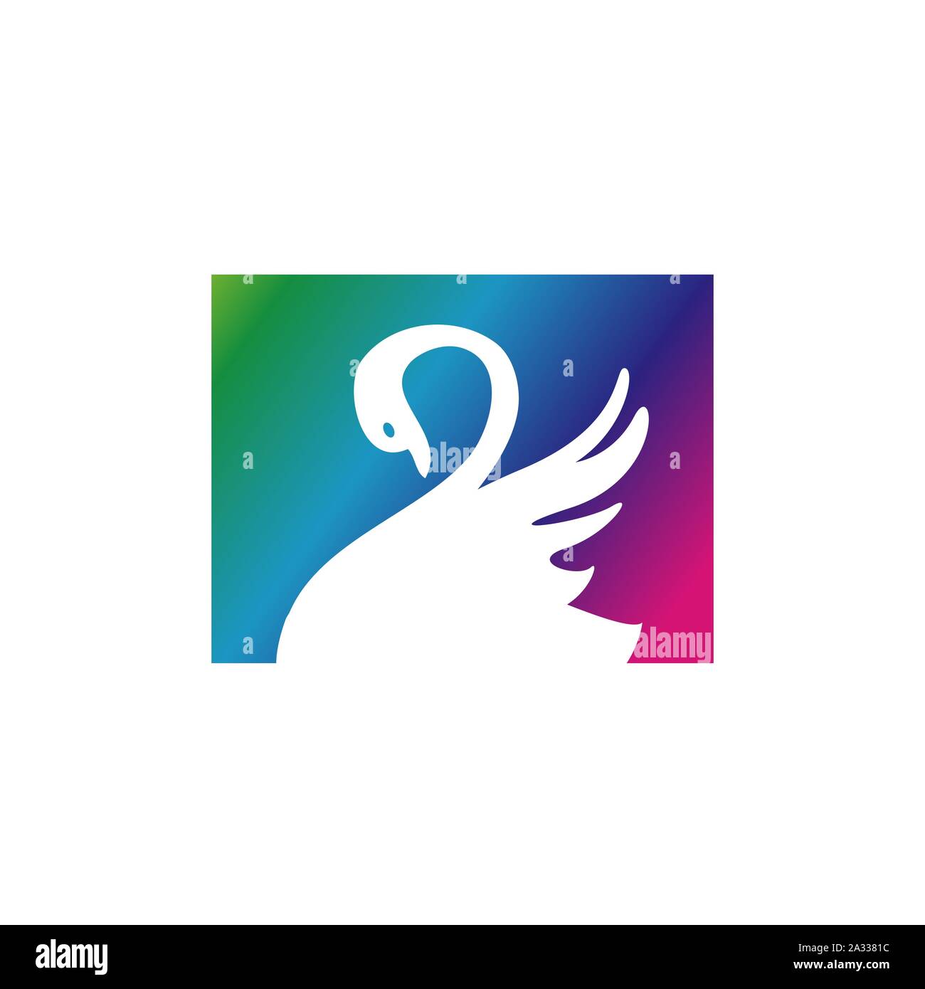 Abstract colorful spreading wing swan logo design vector logotype Stock Vector