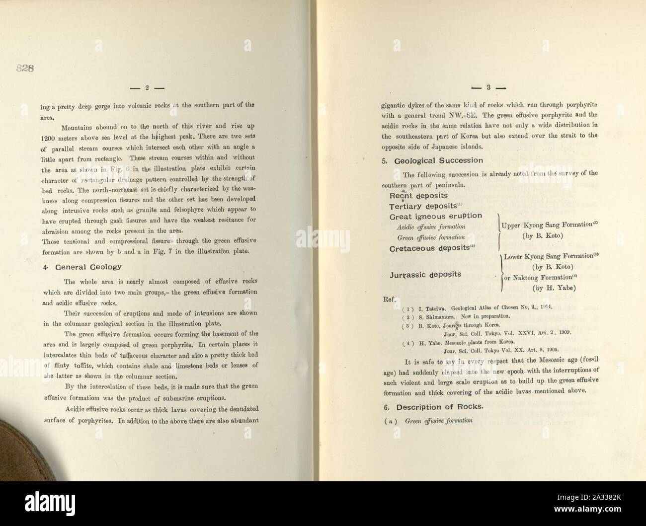 Explanatory text to the Geological atlas of Chosen. Yusen and Mitsuyo sheets Stock Photo