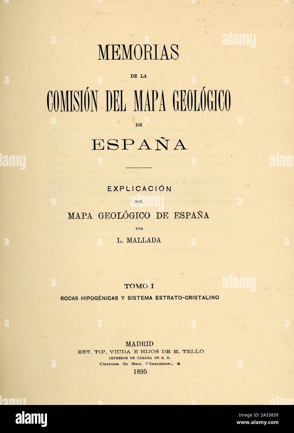 Explicación del mapa geológico de España vol 1. Stock Photo