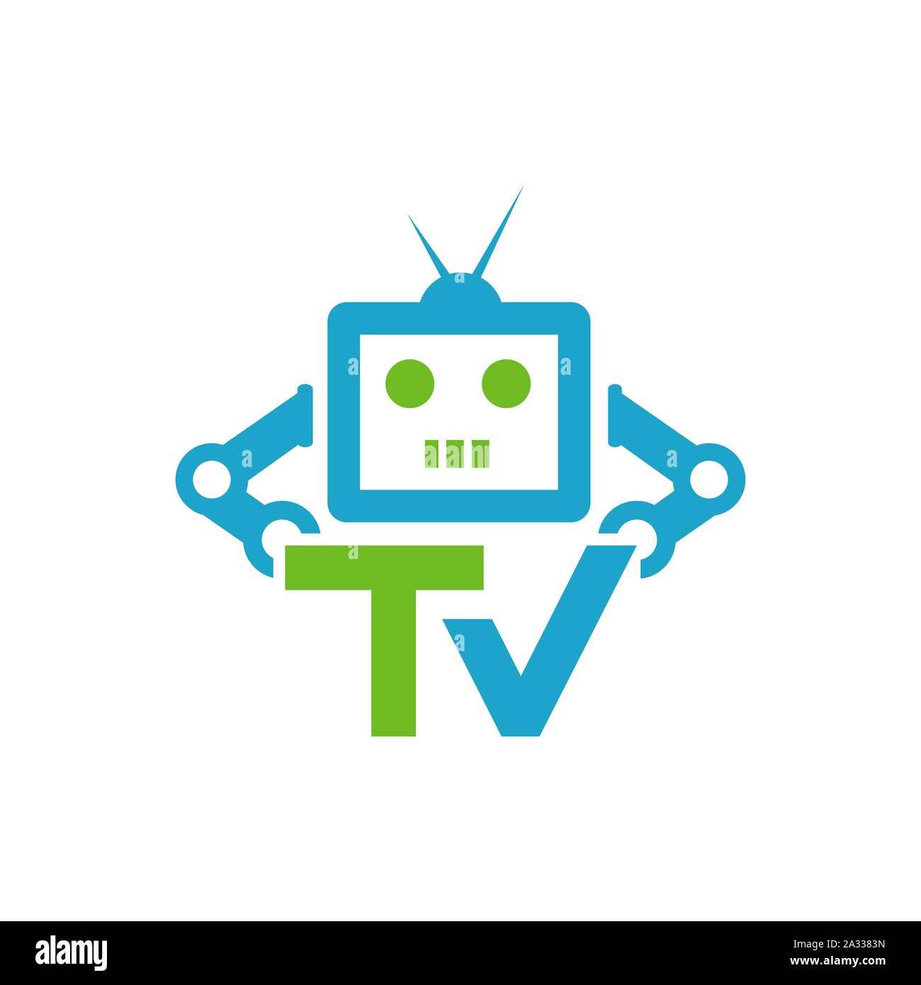 creative TV robot logo design vector creative illustration concept Stock Vector