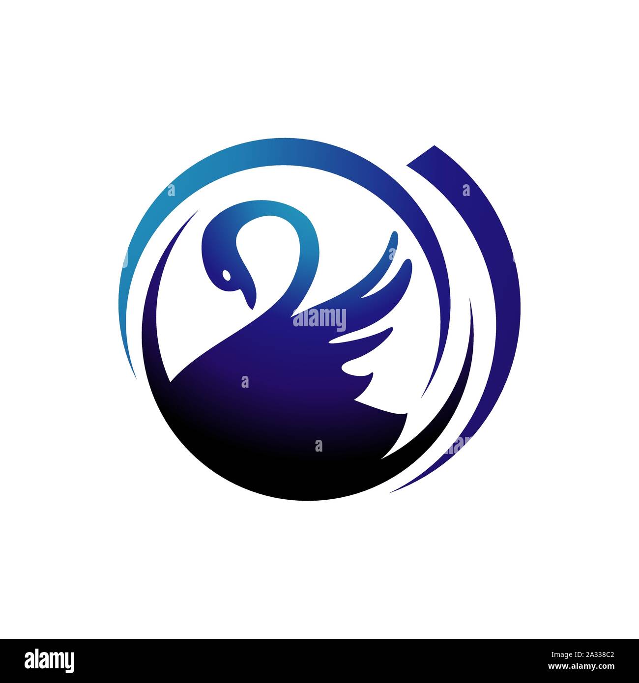 Abstract spreading wing swan logo design vector logotype Stock Vector