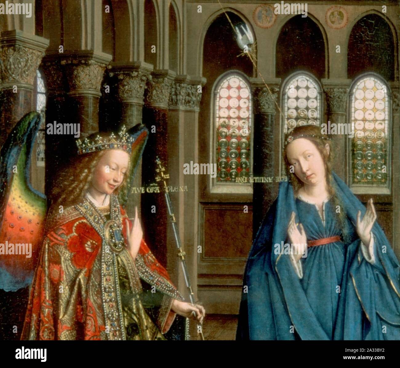 Eyck, Jan van - The Annunciation-figures. Stock Photo