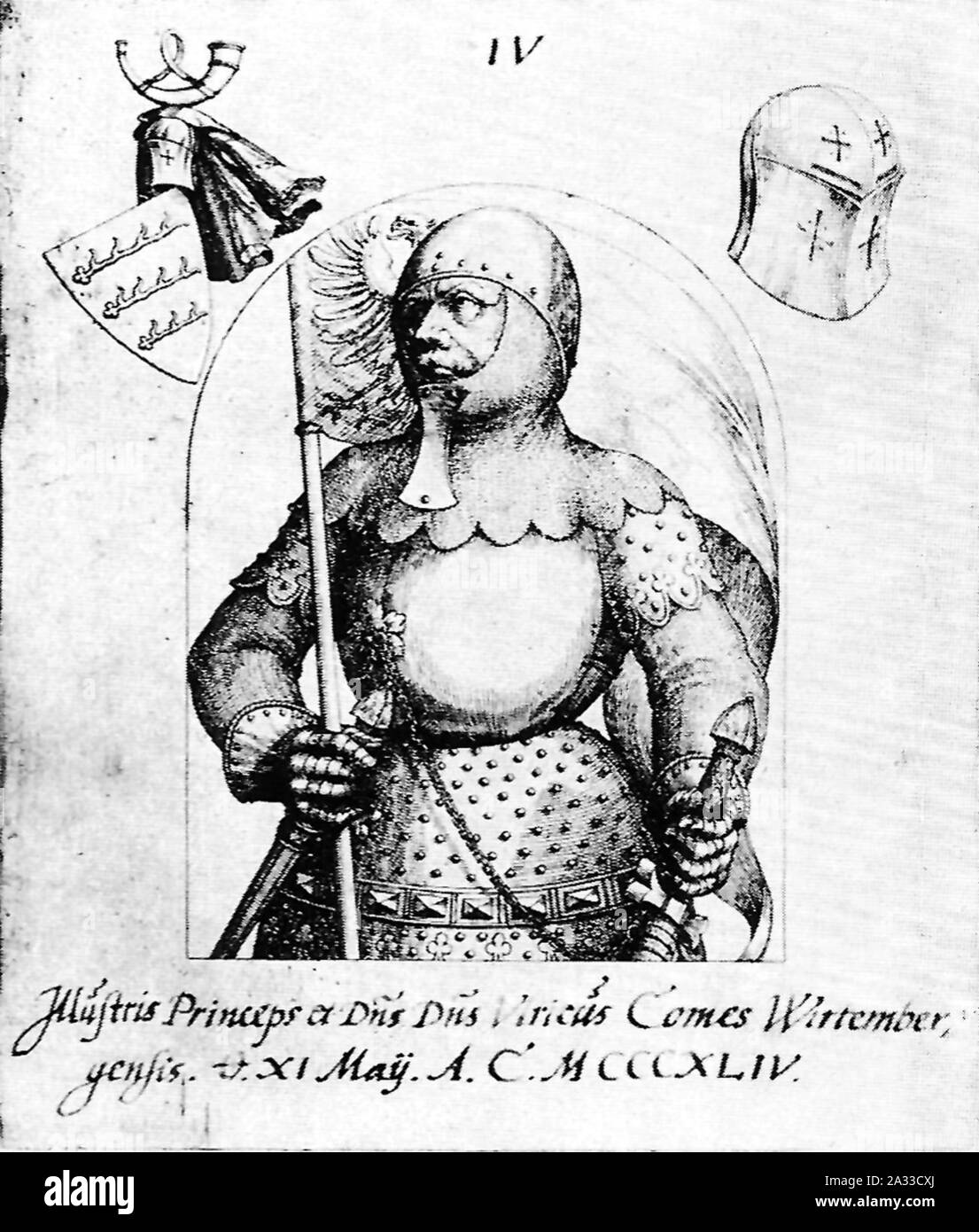 F Brentel - Graf Ulrich III. von Württemberg Radierung 1618 (UzFBi098). Stock Photo