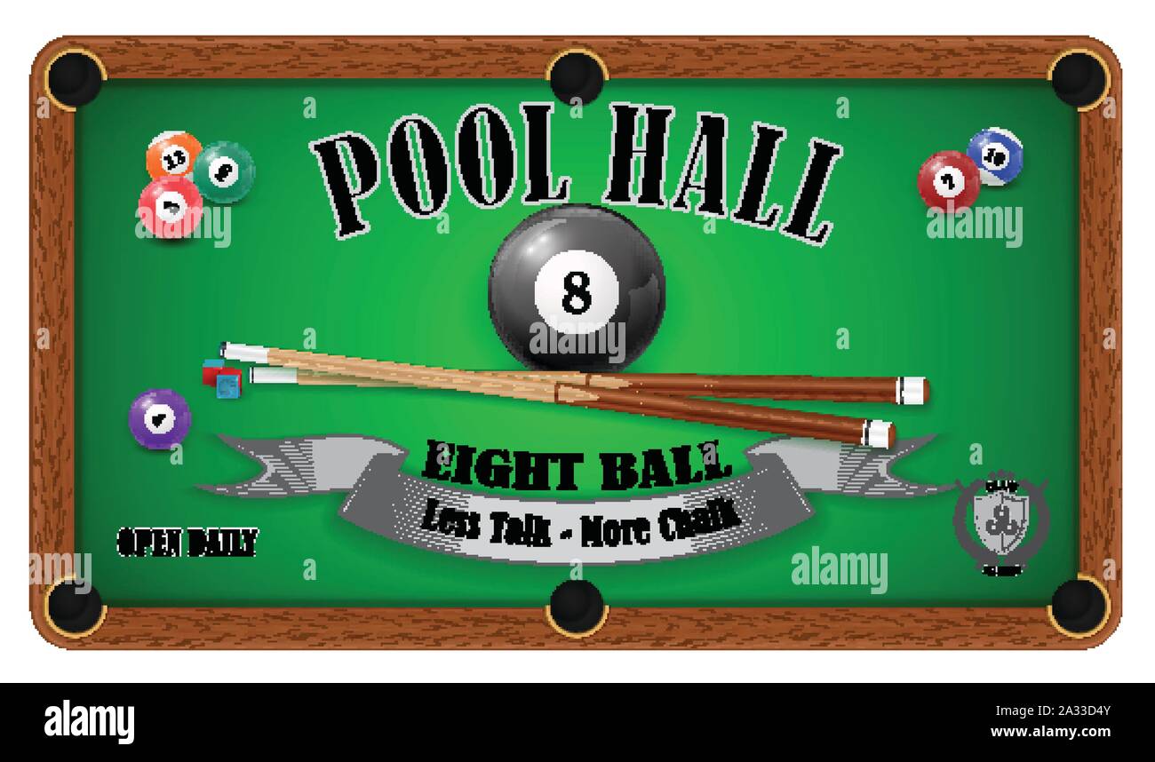 Billiard poster. Pool hall Eight ball Stock Vector Image & Art Alamy
