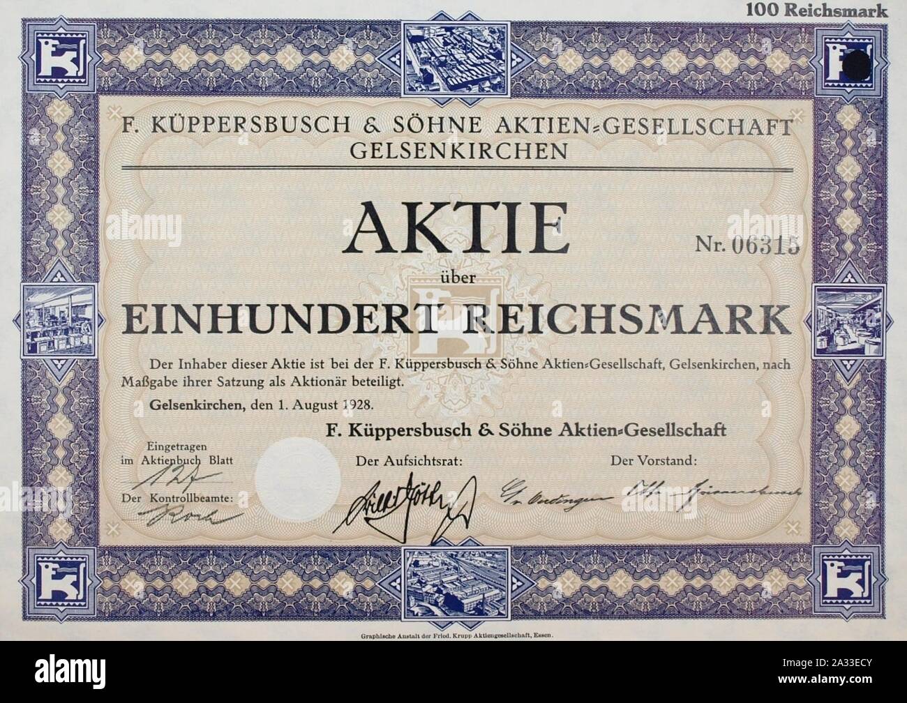 F. Küppersbusch & Söhne AG 1928. Stock Photo
