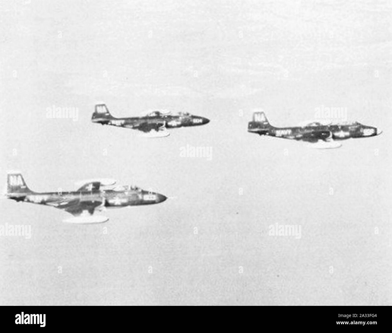 F2H-4 Banshees of VC-4 in flight c1955. Stock Photo