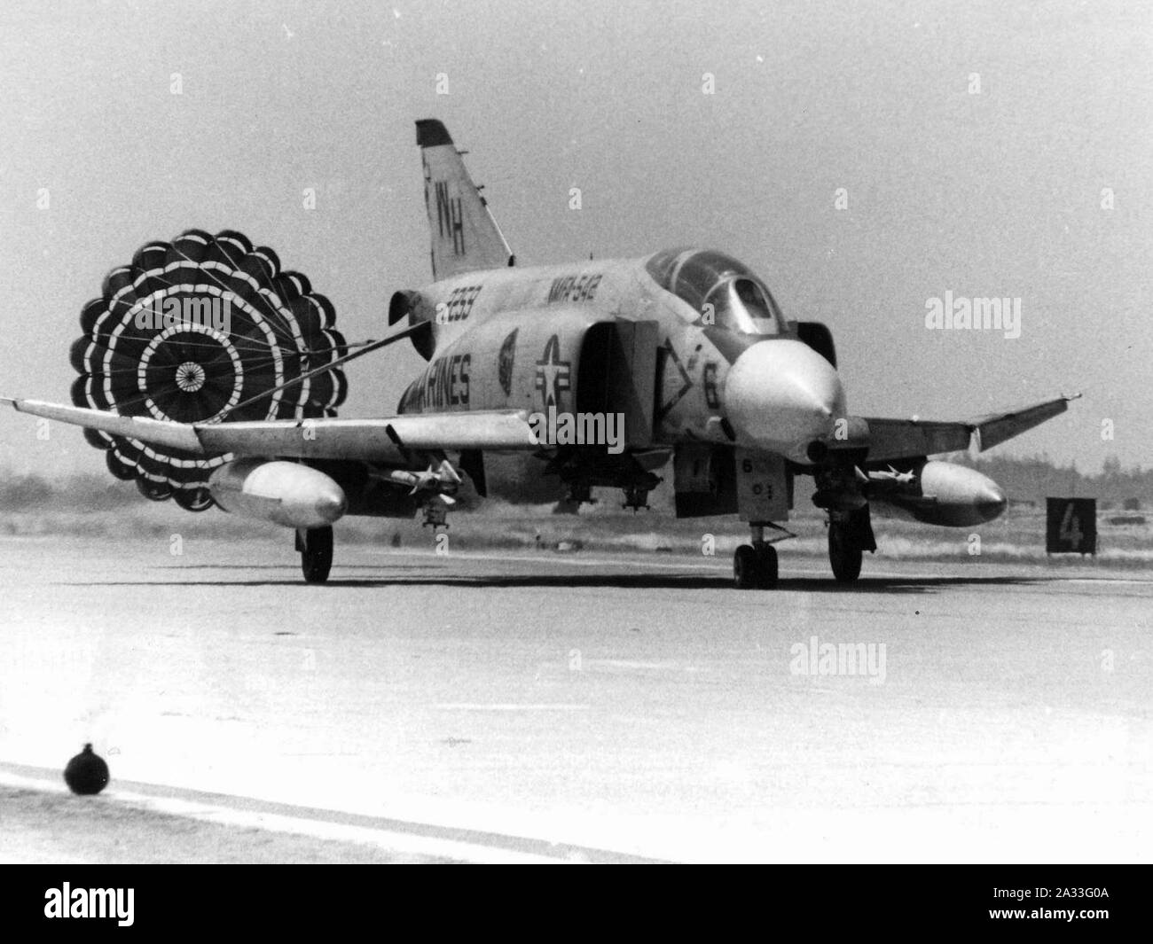 F-4B Phantom II of VMFA-542 after landing at Da Nang on 20 May 1968 (NNAM.1996.253.7319.008). Stock Photo