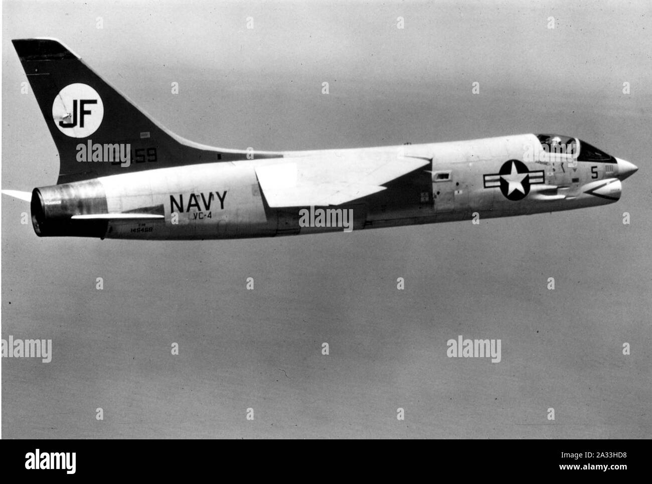 F-8L Crusader of VC-4 in flight in 1968. Stock Photo