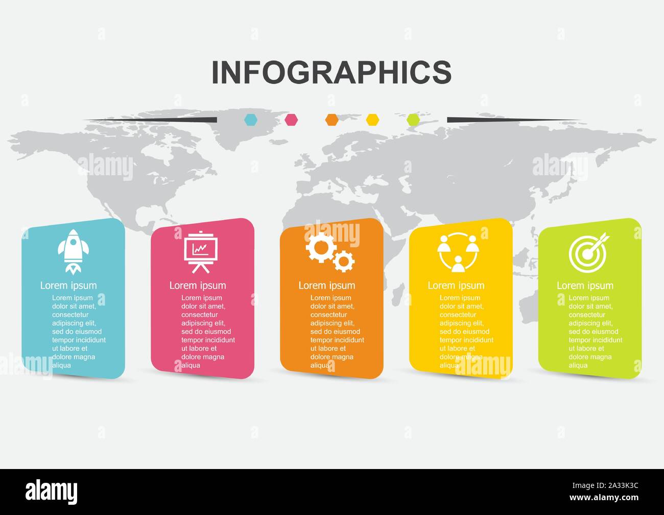 Infographic design template with 5 round rectangles, stock vector Stock ...