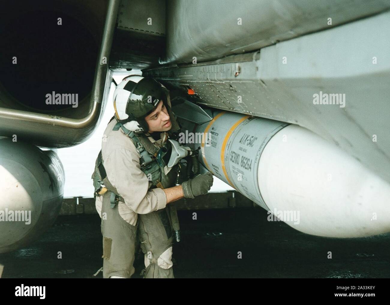 F-14D VF-31 Preflight AIM-54C-1998. Stock Photo