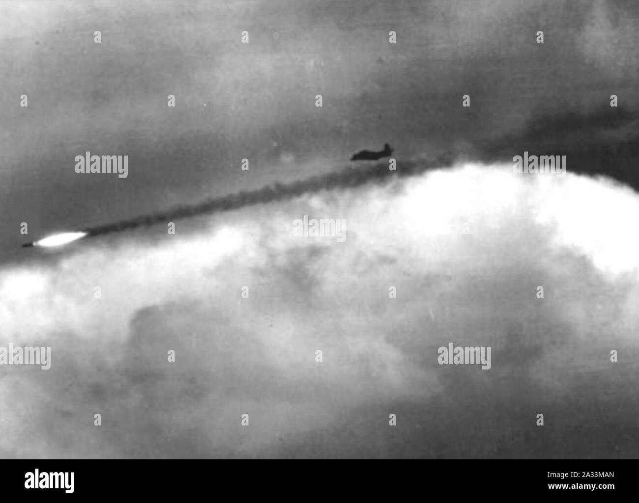 F84 launches Tiny Tim rocket at Eglin AFB 1950 Stock Photo Alamy