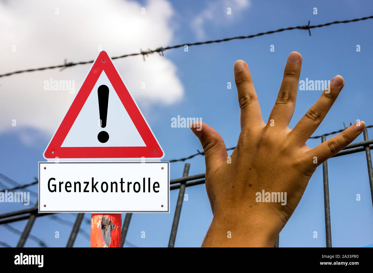 Attention border control Stock Photo