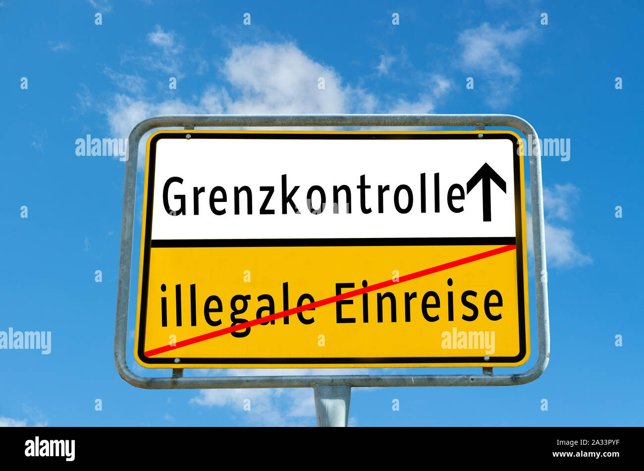 Place-name sign for border control Stock Photo - Alamy