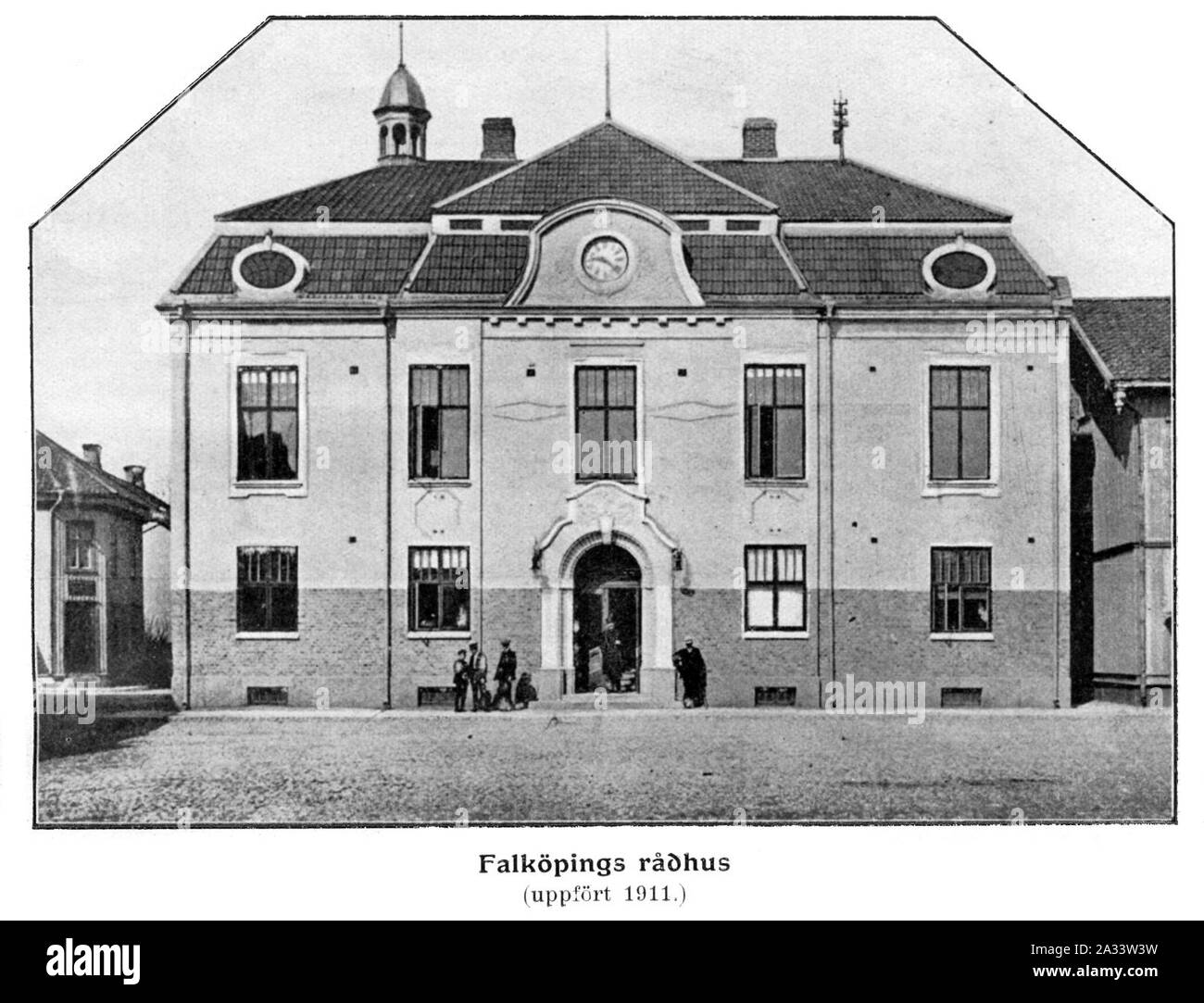Falköpings rådhus uppfört 1911 ur Register över Falköpings stadsfullmäktiges förhandlingar 1865-1915 (1915). Stock Photo