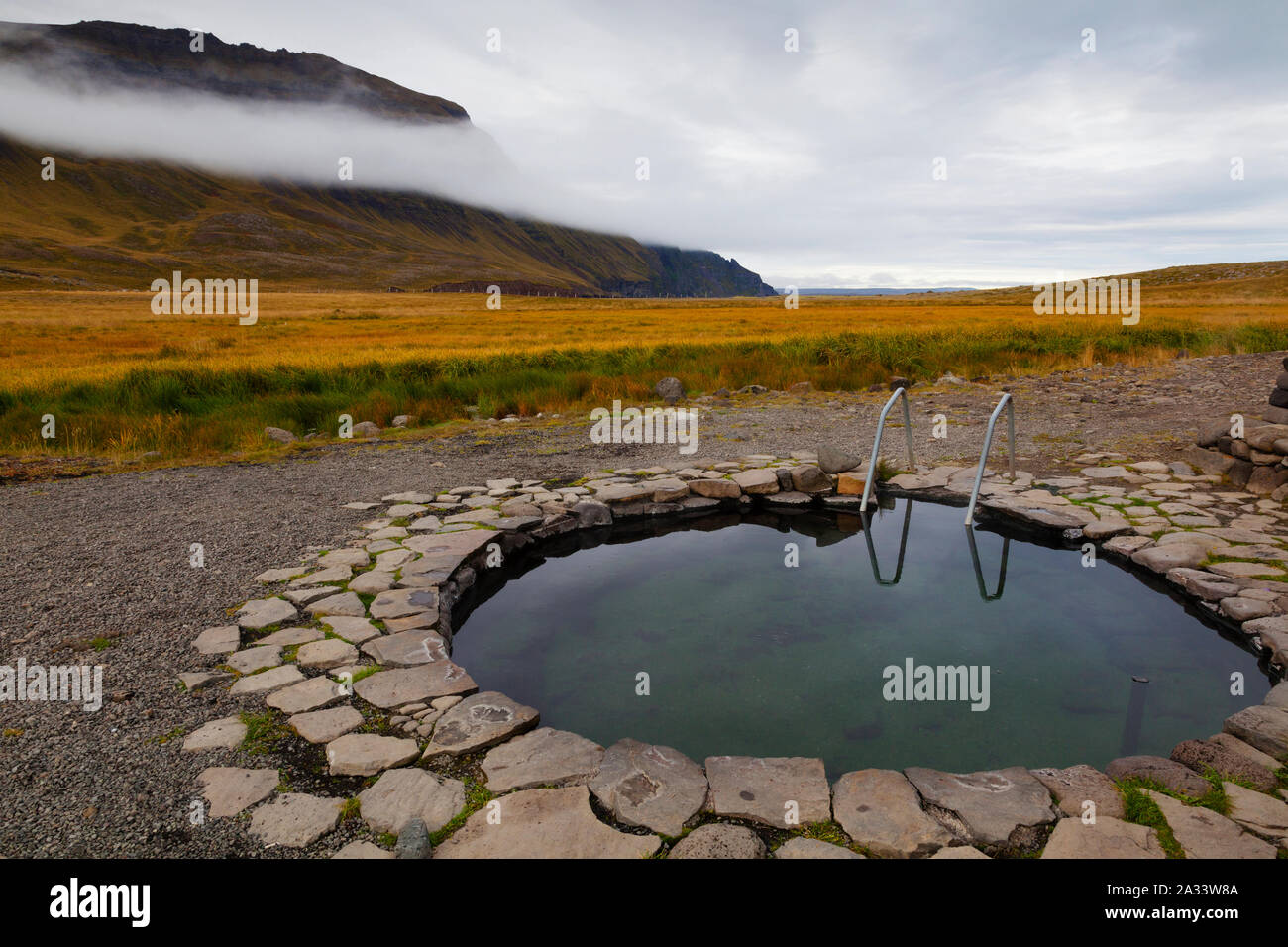 Iceland - Hot spring at Rekir Grettislaug Stock Photo
