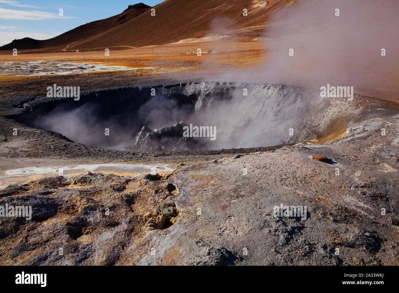 Iceland - Hverir - bubbling mud pots Stock Photo