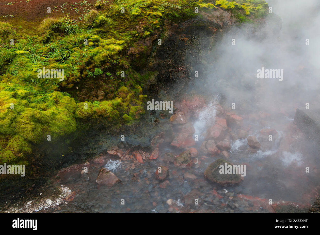 Iceland - Deildartunguhver geothermal hot spring  Deildartunguhver is Europe's most powerful hot spring. Stock Photo