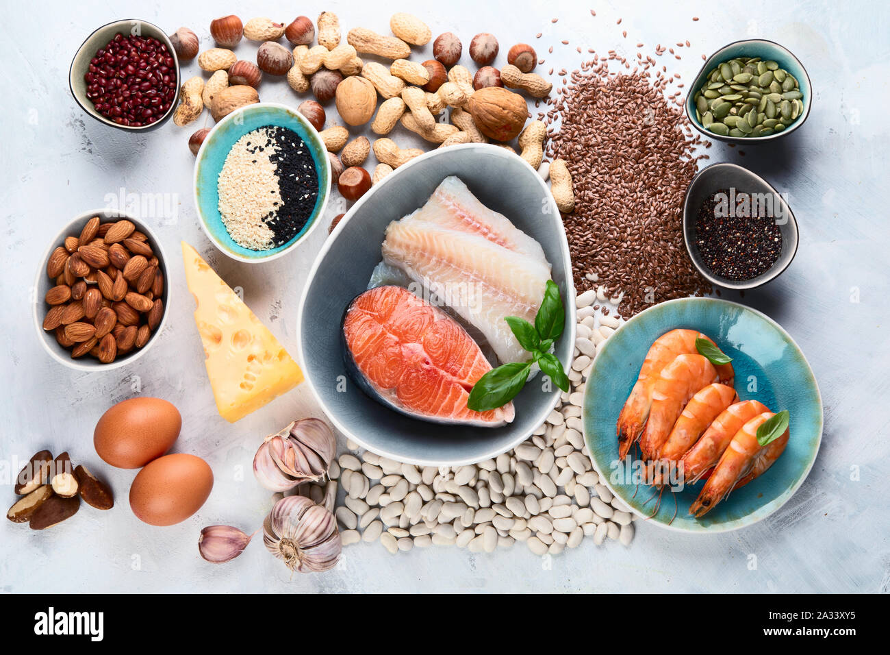 Foods highest in phosphorus. Healthy eating concept. Top view Stock Photo Alamy