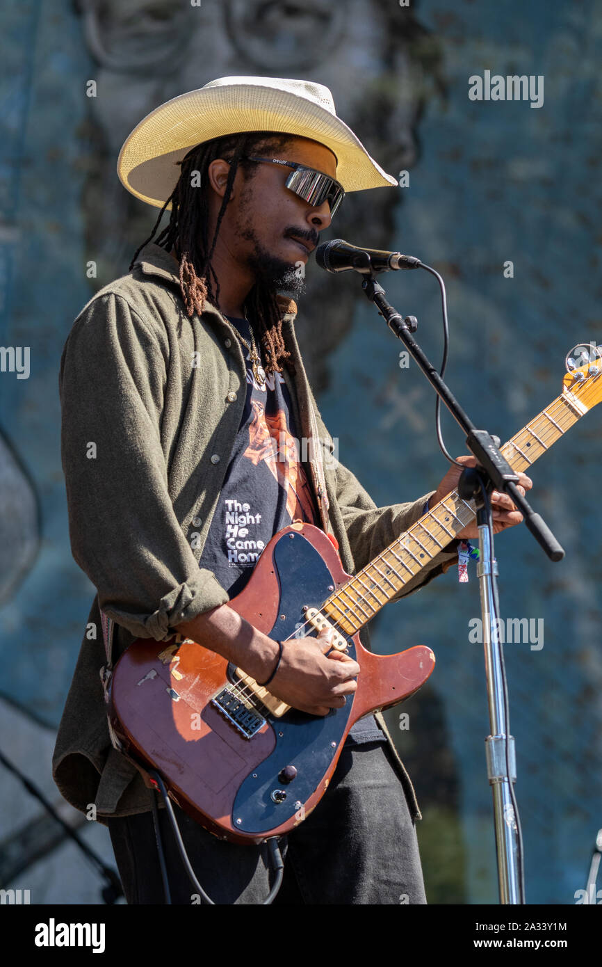 San Francisco, California, USA. 4th October 2019. Pictured is Black Joe Lewis and the Honeybears at the Hardly Strictly Bluegrass Festival, an annual free and non-commercial music festival held the first weekend of October in San Francisco's Golden Gate Park. The festival has been held every year since the first event in 2001. Credit: Tim Fleming/Alamy Live News Stock Photo