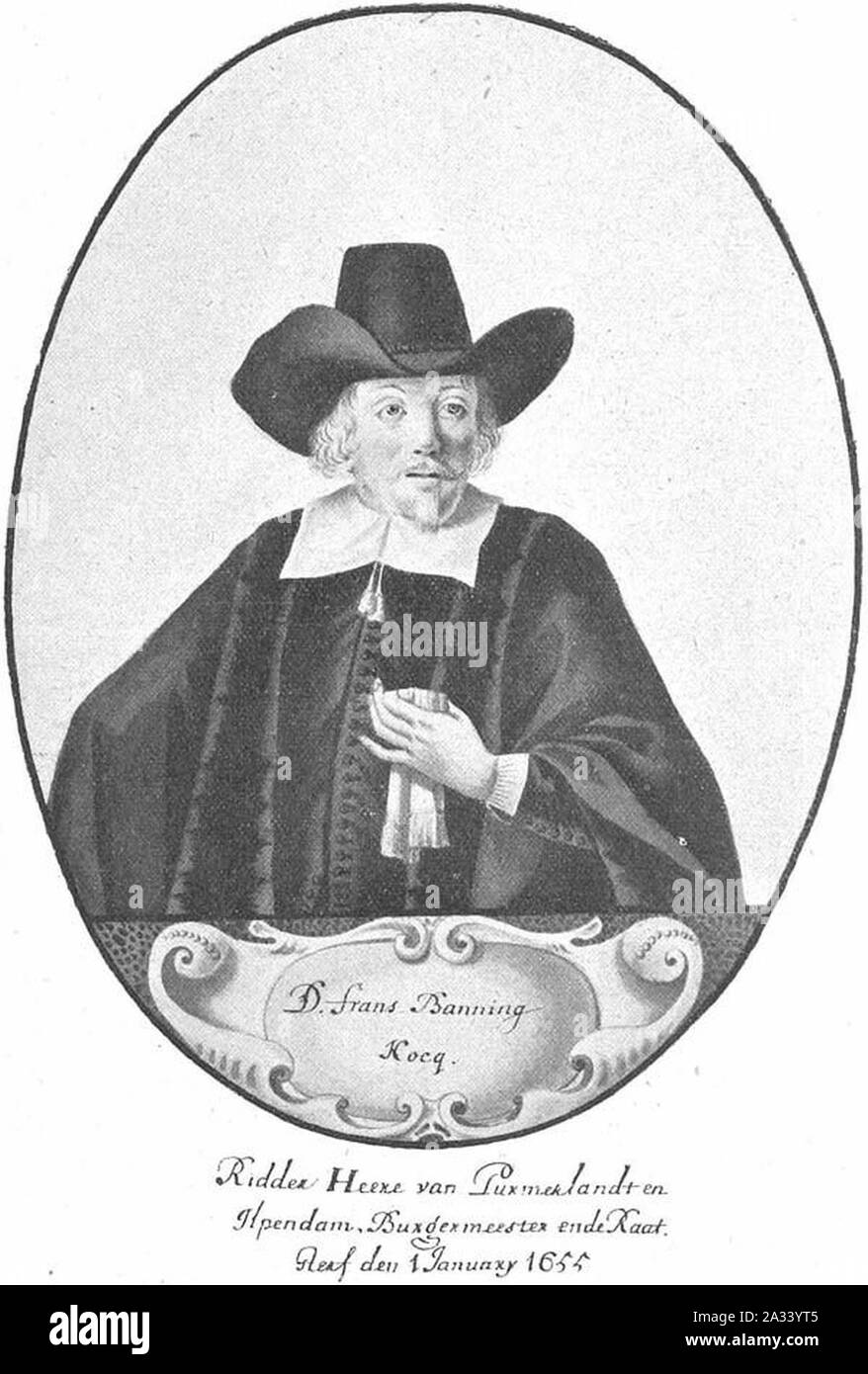 Family album of Frans Banninck Cocq, drawing of himself, later addition by his nephew Pieter de Graeff and accomplices. Stock Photo