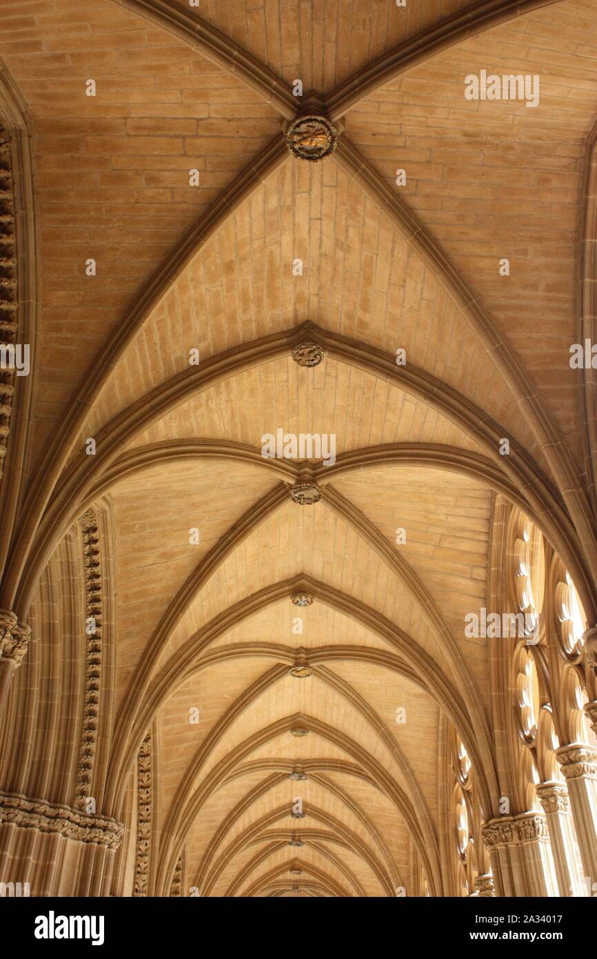 The cloisters in Pamplona Cathedral Stock Photo