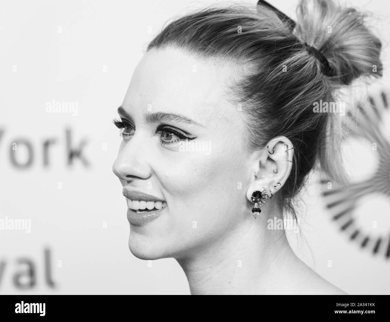 New York, NY - October 4, 2019: Scarlett Johansson wearing dress by Dior attends premiere of Marriga Story at 57th New York Film Festival at Lincoln Center Alice Tully Hall Stock Photo
