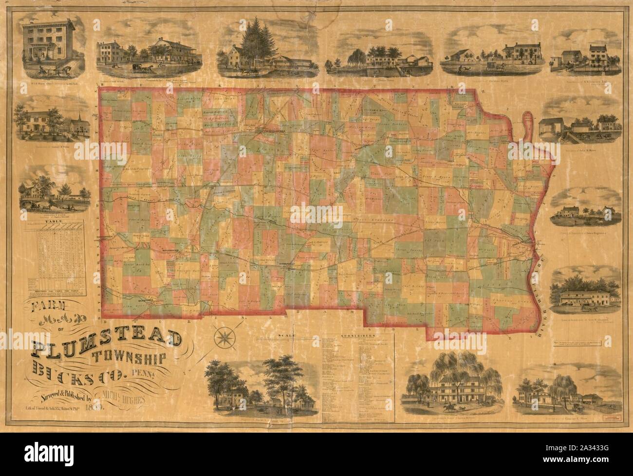 Farm map of Plumstead Township, Bucks Co., Penn'a Stock Photo Alamy