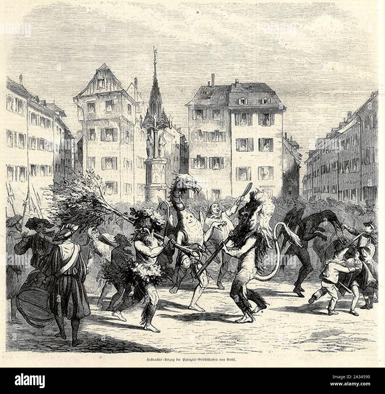 Fastnachts-Umzug der Patrizier-Gesellschafen zu Basel 1857. Stock Photo