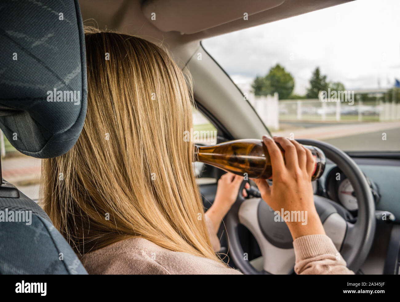 Alcohol at the wheel Stock Photo