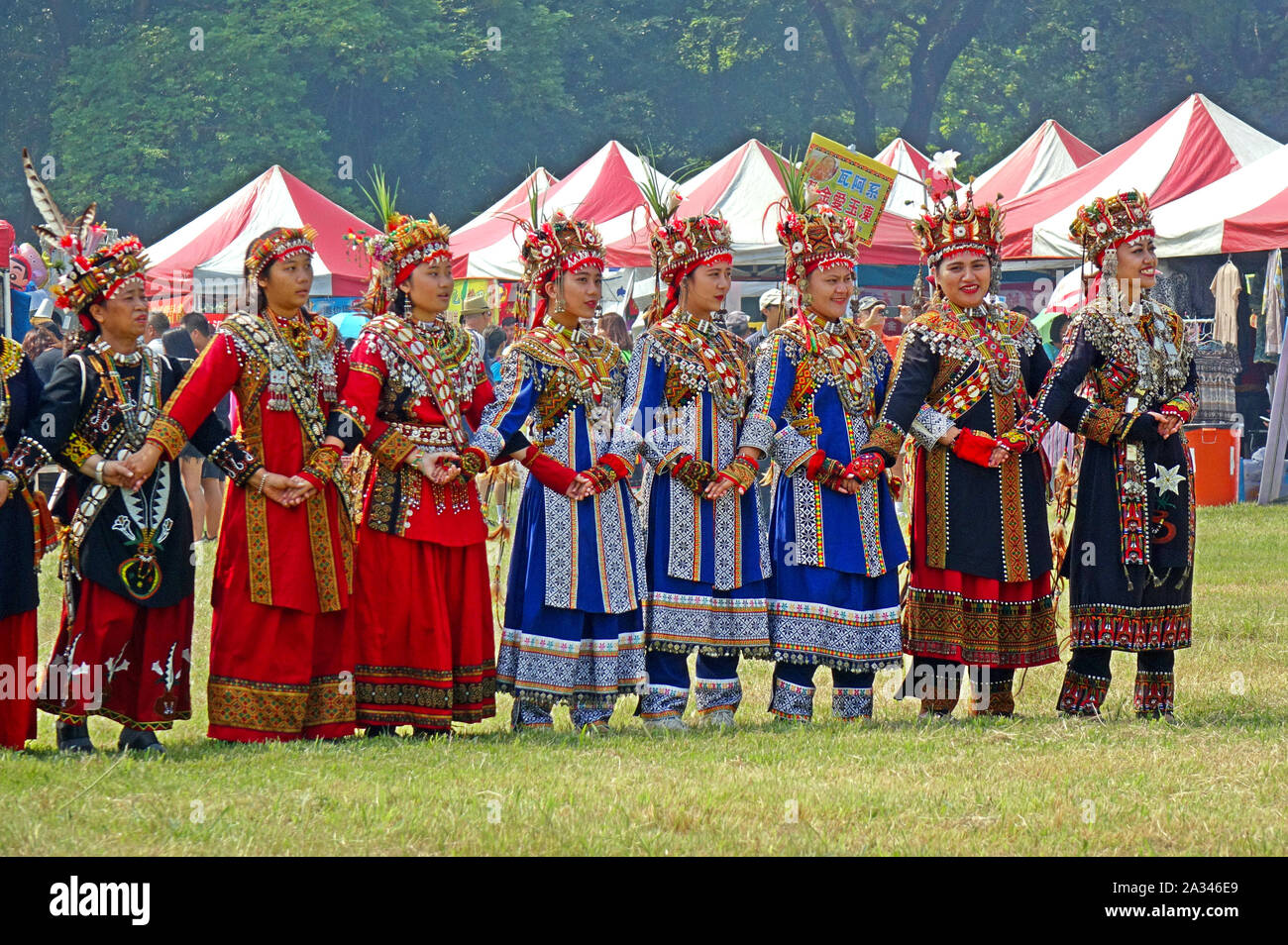 KAOHSIUNG, TAIWAN -- SEPTEMBER 28, 2019: Women of the indigenous Rukai