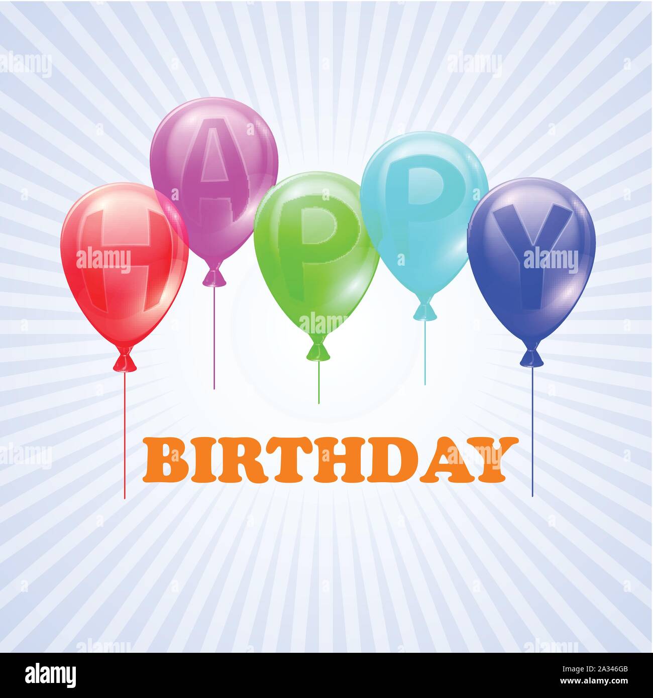 Happy Birthday. Illustration of balloons with letters Stock Vector