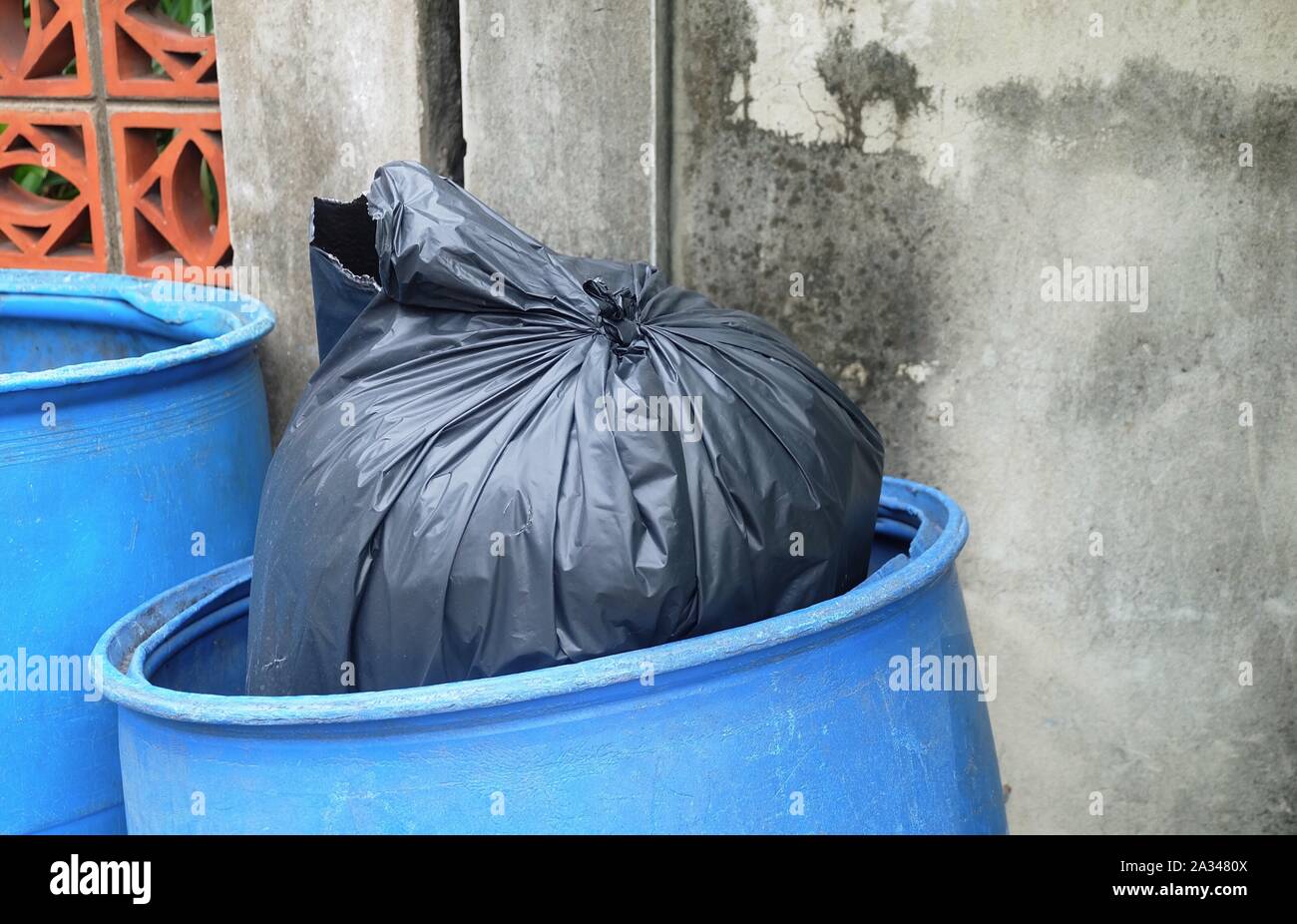 Garbage Bag in Trash Bucket or Garbage Bin, Wastebin, Recycling Bin for