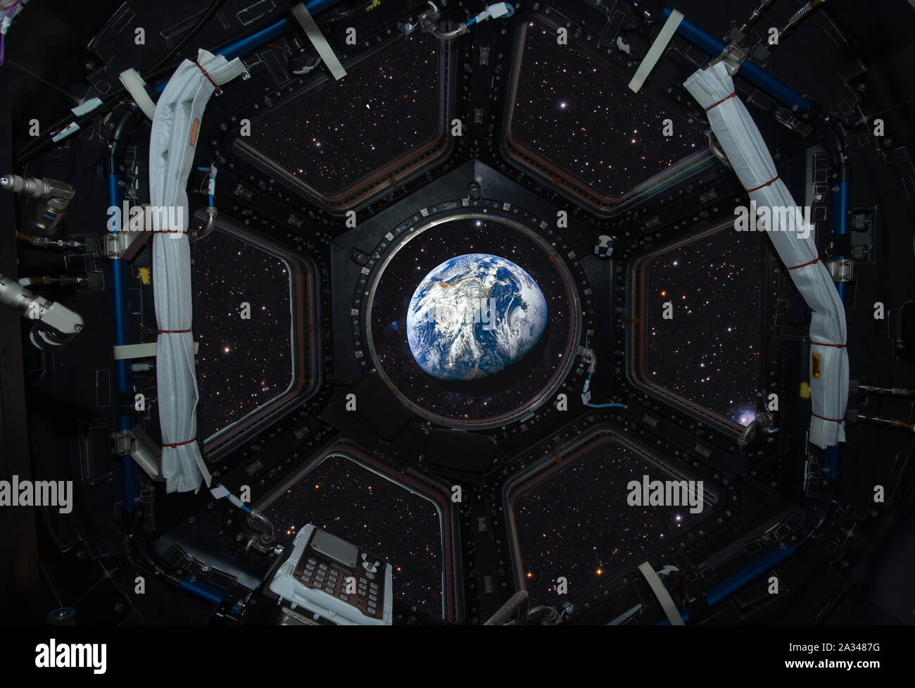 International Space Station. View of the earth from space. This image elements furnished by NASA Stock Photo