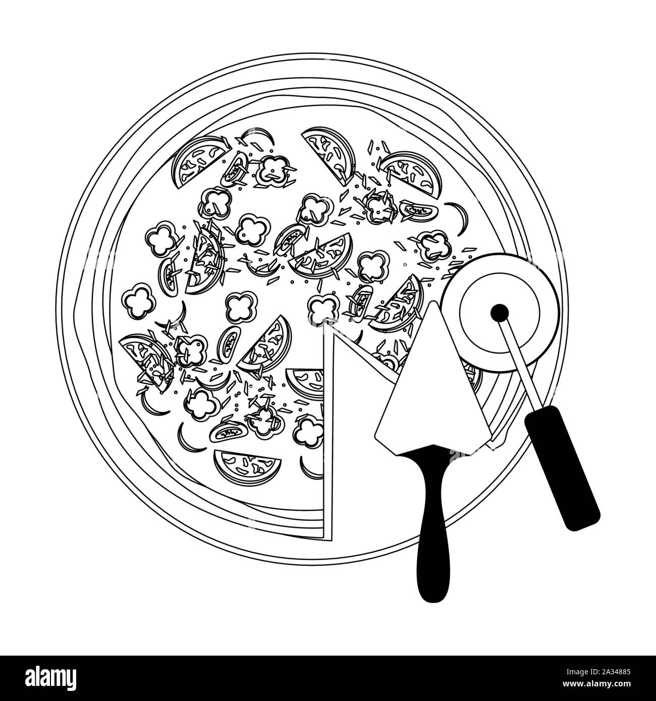 Top view slice cheese pizza Stock Vector Images - Alamy