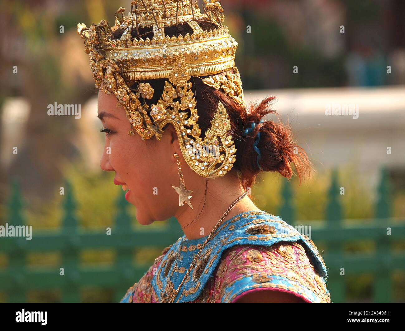 thair woman in traditional dress and crown Stock Photo