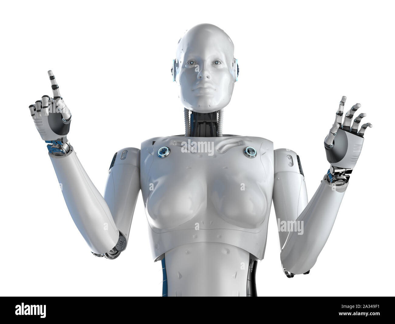 3d rendering female cyborg or robot finger point Stock Photo - Alamy