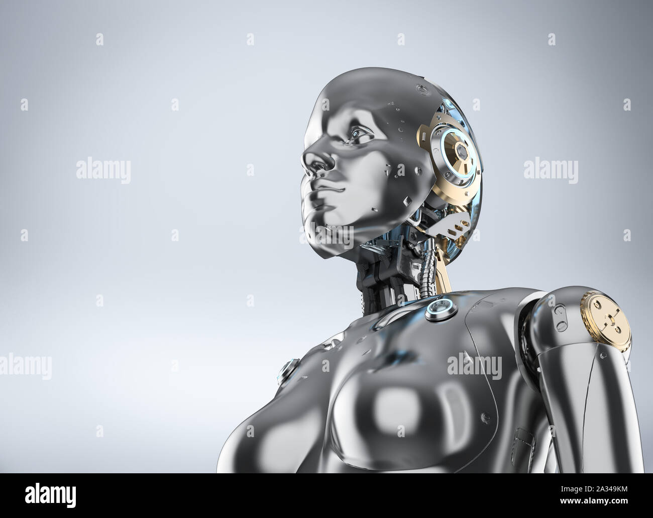 3d rendering metallic female cyborg or robot Stock Photo