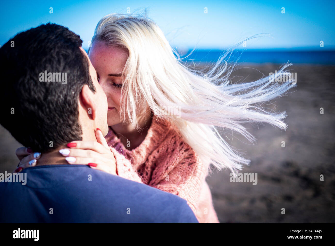 Image showcasing Love and passion concept for beautiful young people - girlfriend and ...