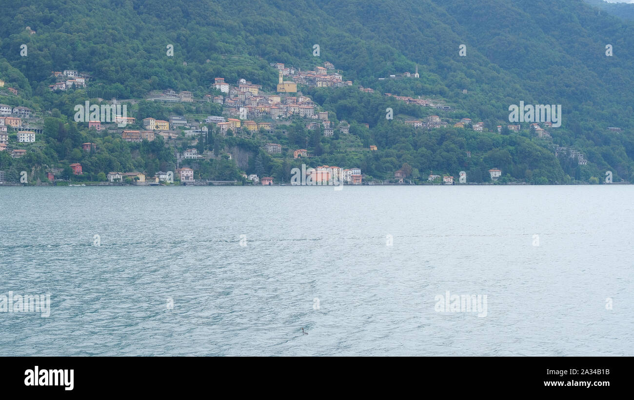 Village on Lake Como from Laglio, Como, Lombardy, Italy. Stock Photo
