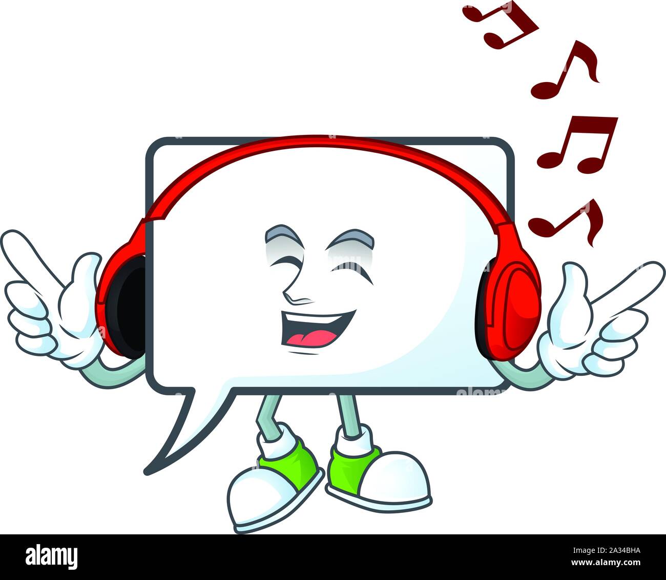 Listening music shape rectangle bubble on white background. Stock Vector