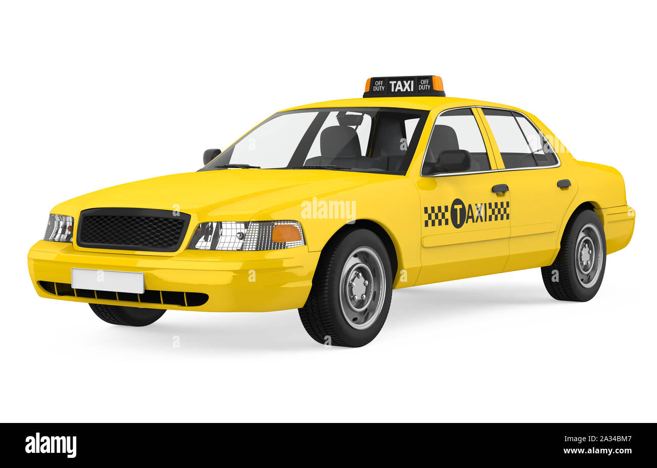 Yellow Taxi Isolated Stock Photo