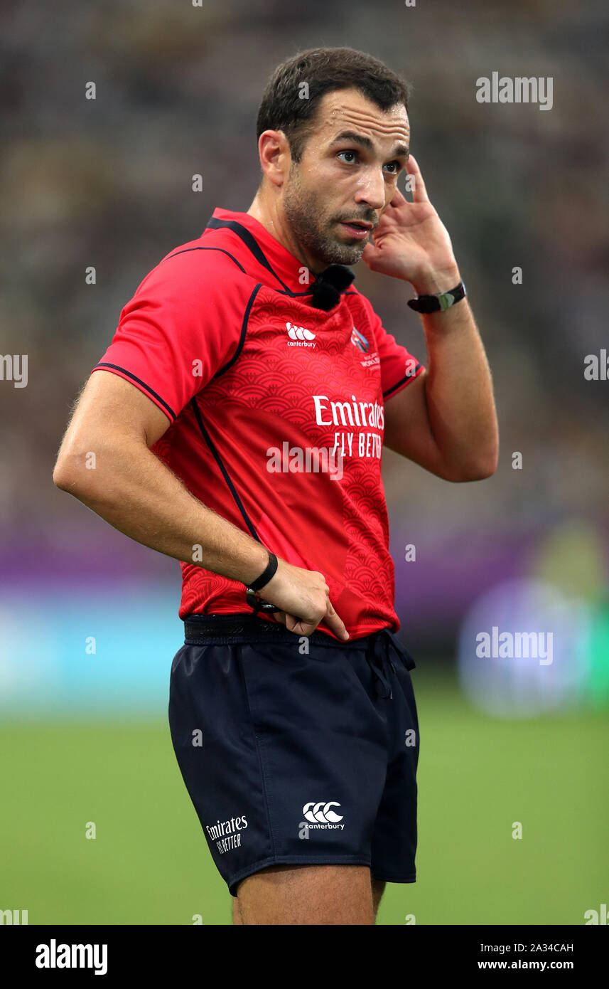 Referee Mathieu Raynal during the 2019 Rugby World Cup Pool D match at Oita Stadium, Oita Prefecture. Stock Photo