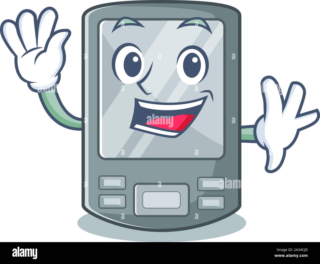 Waving personal digital assistant isolated the cartoon Stock Vector