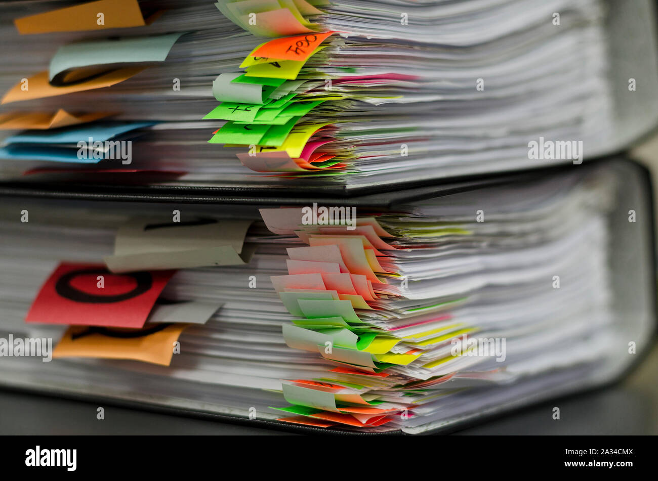 Extremely close up of the stacked office documents Stock Photo - Alamy