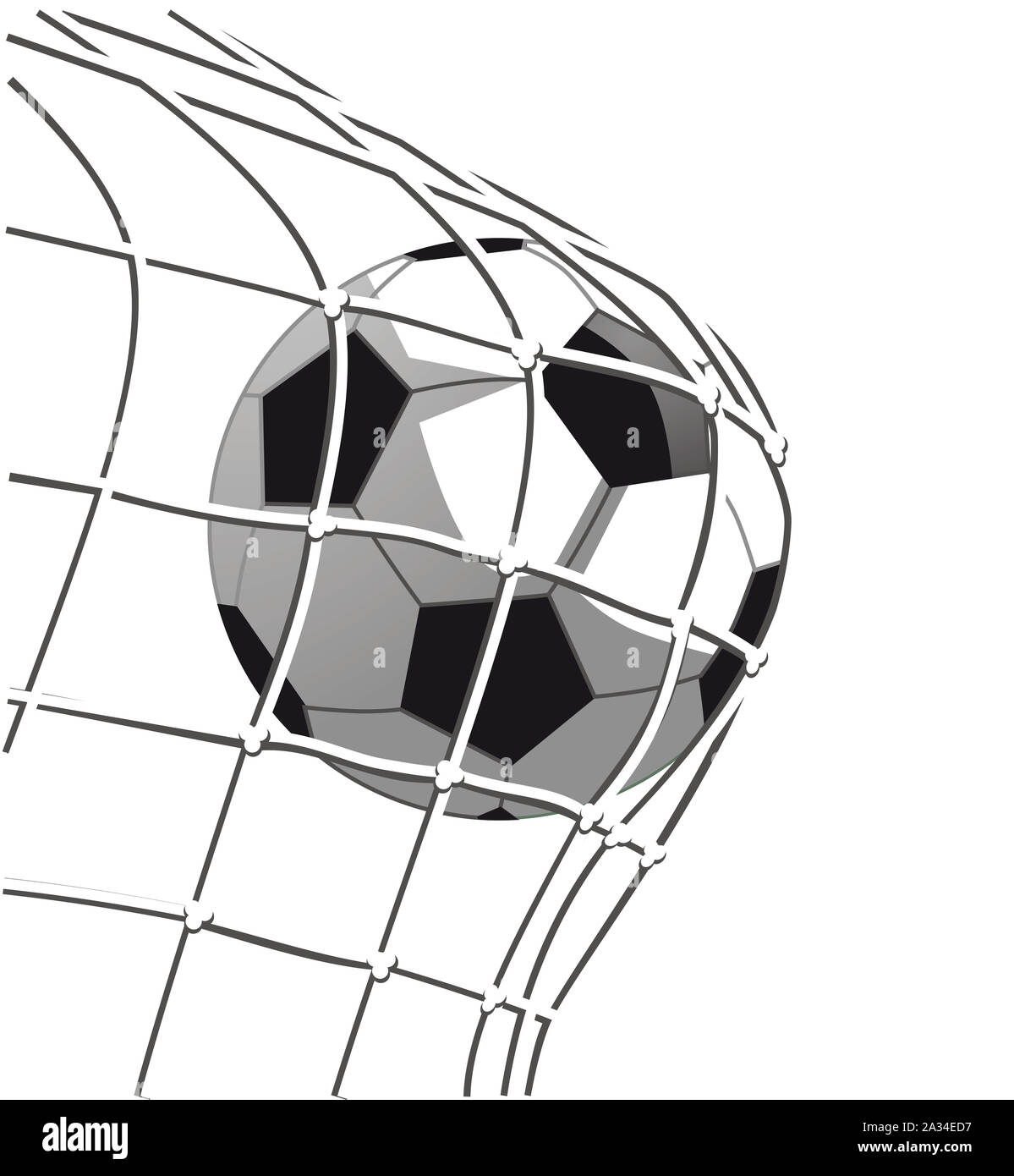 Soccer goal shot, goal on the soccer field, illustration Stock Photo